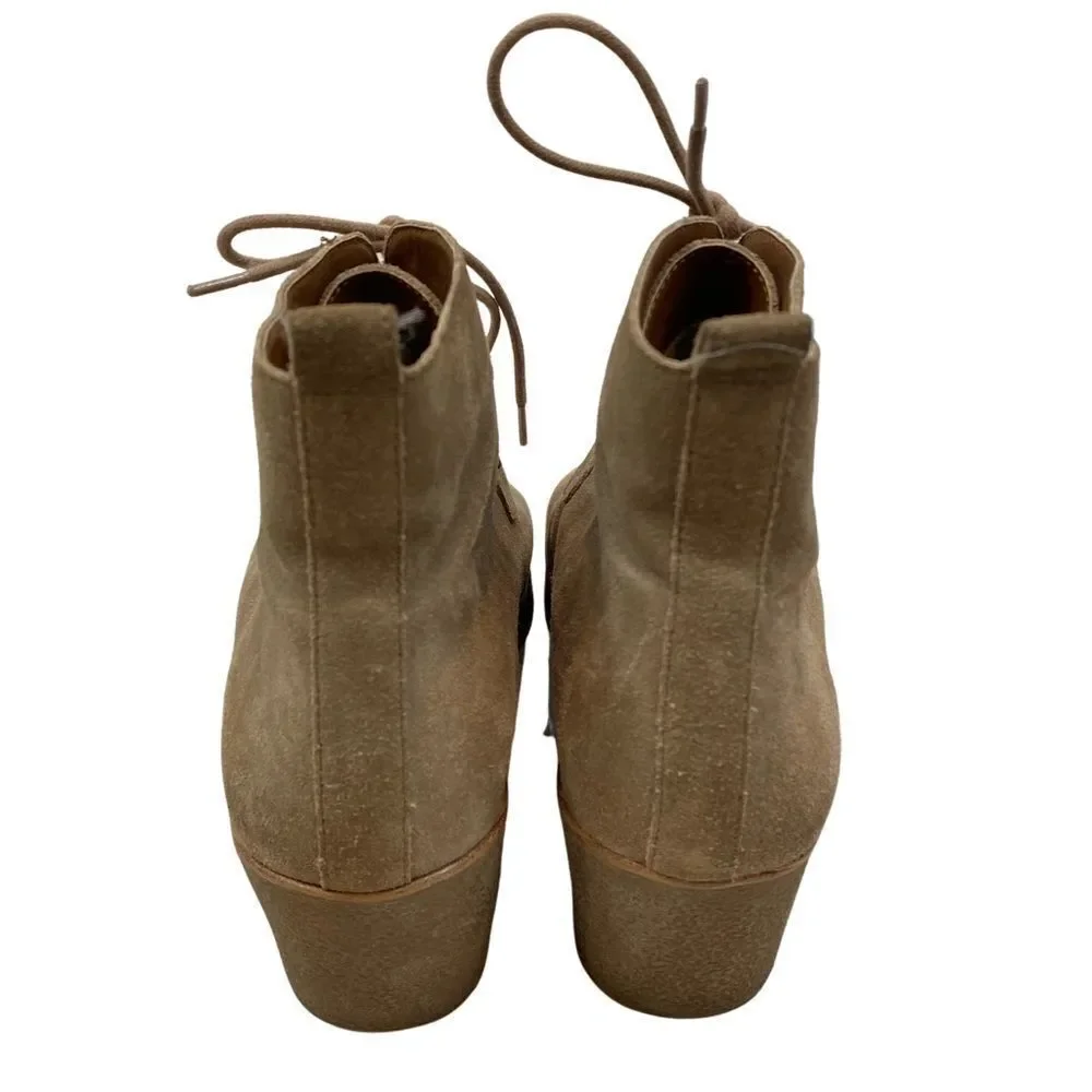 Lucky Brand Jaemma‎ Tan Suede Leather Wedge Ankle Boots Size 8